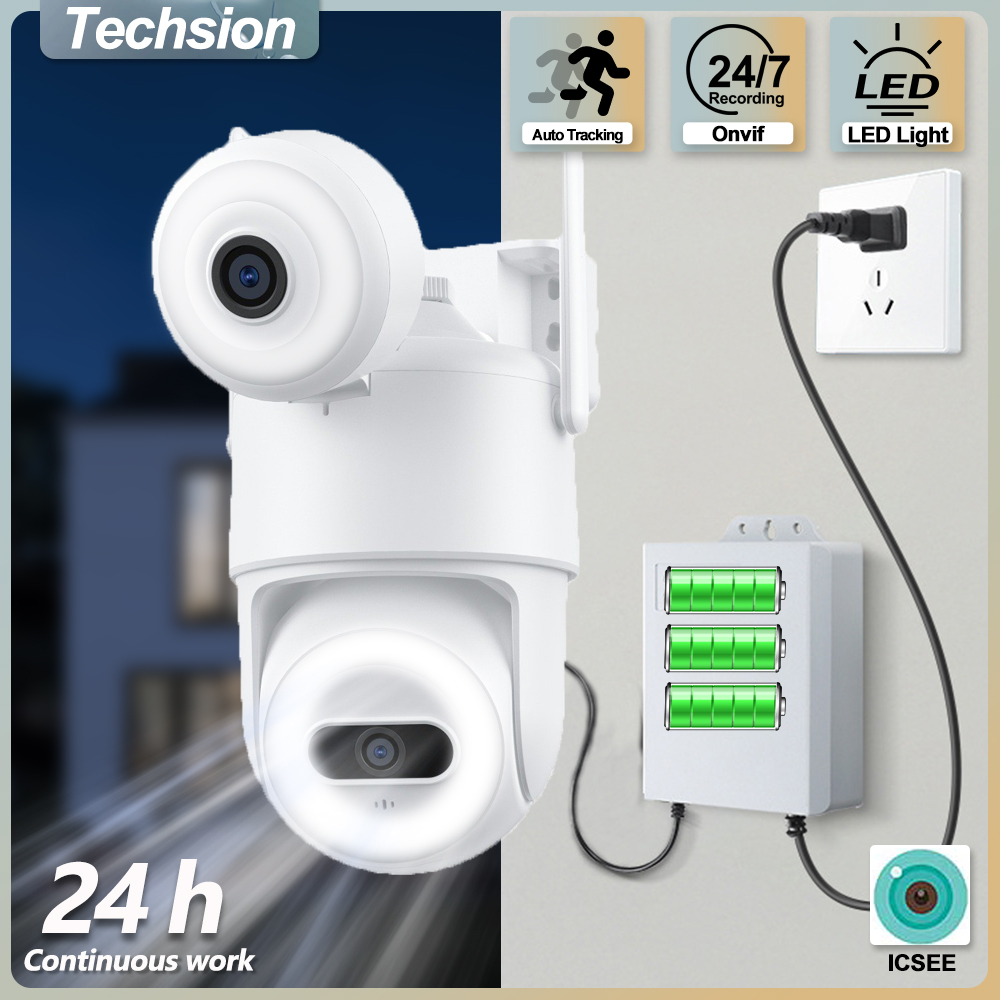Home Security Flood Lights - كاميرا أمان لاسلكية بعدسة مزدوجة للاستخدام